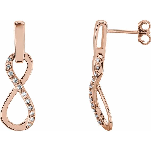 14K Rose 1/10 CTW Natural Diamond Infinity-Inspired Earrings