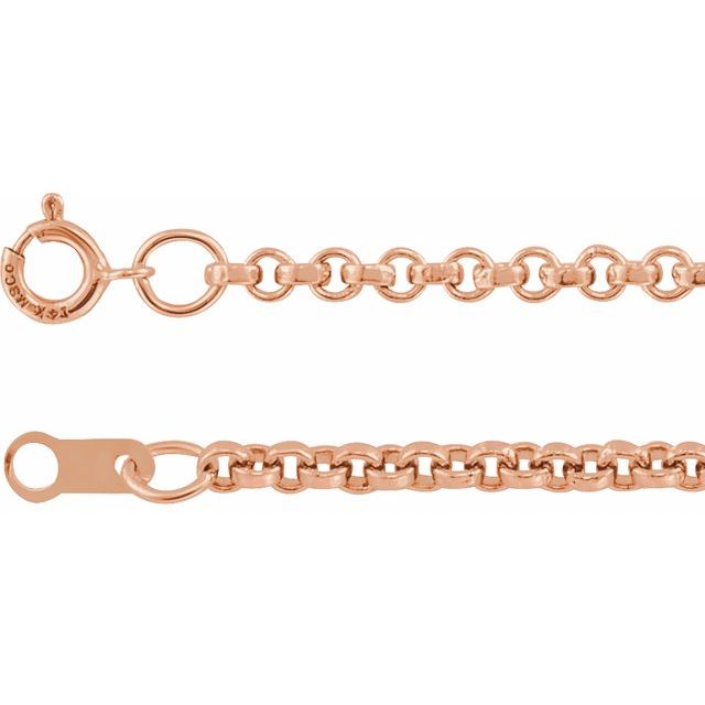 14K Rose 2 mm Rolo 16" Chain