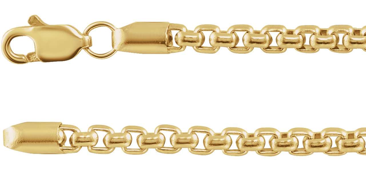 14K Yellow 2.6 mm Rounded Box 20" Chain