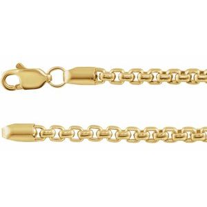 14K Yellow 2.6 mm Rounded Box 24" Chain