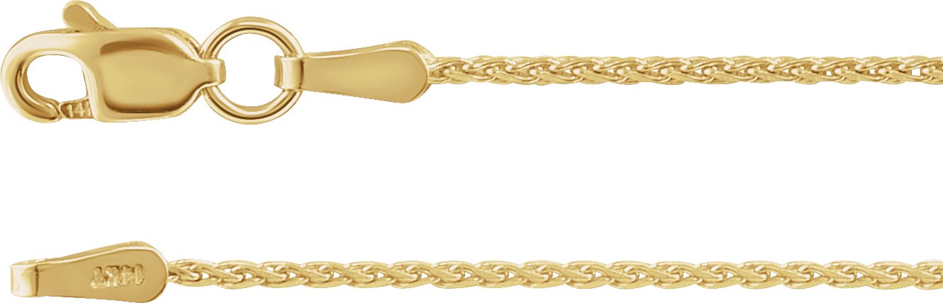 14K Yellow 1.05 mm Diamond-Cut Wheat 20" Chain