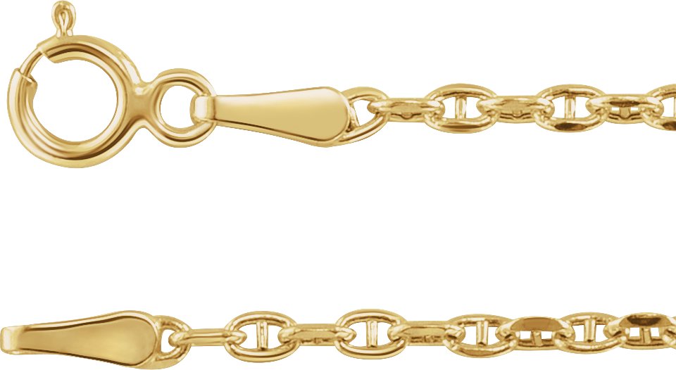 14K Yellow Gold Diamond Cut Anchor Cable Link Chain