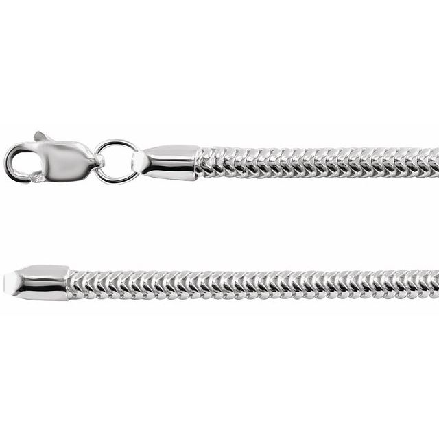 Sterling Silver 2.5 mm Round Snake 18
