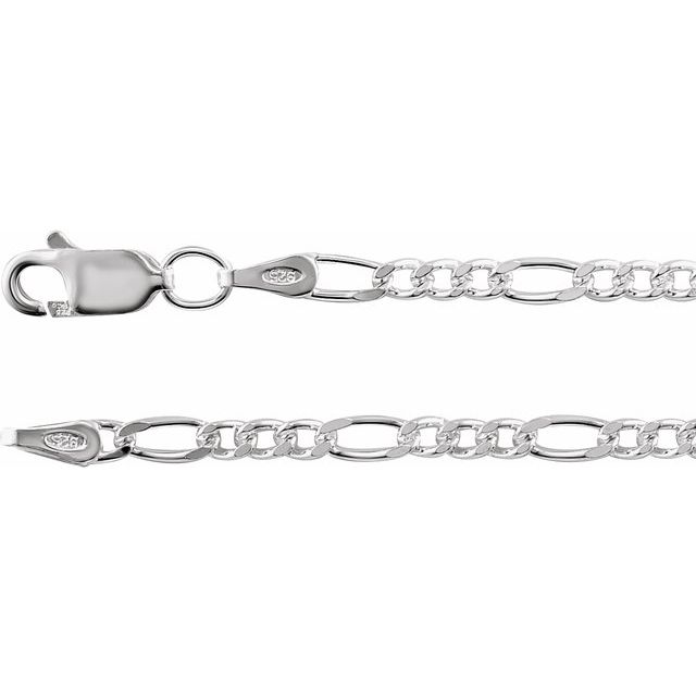 Sterling Silver 2.5 mm Figaro 7 Chain 
