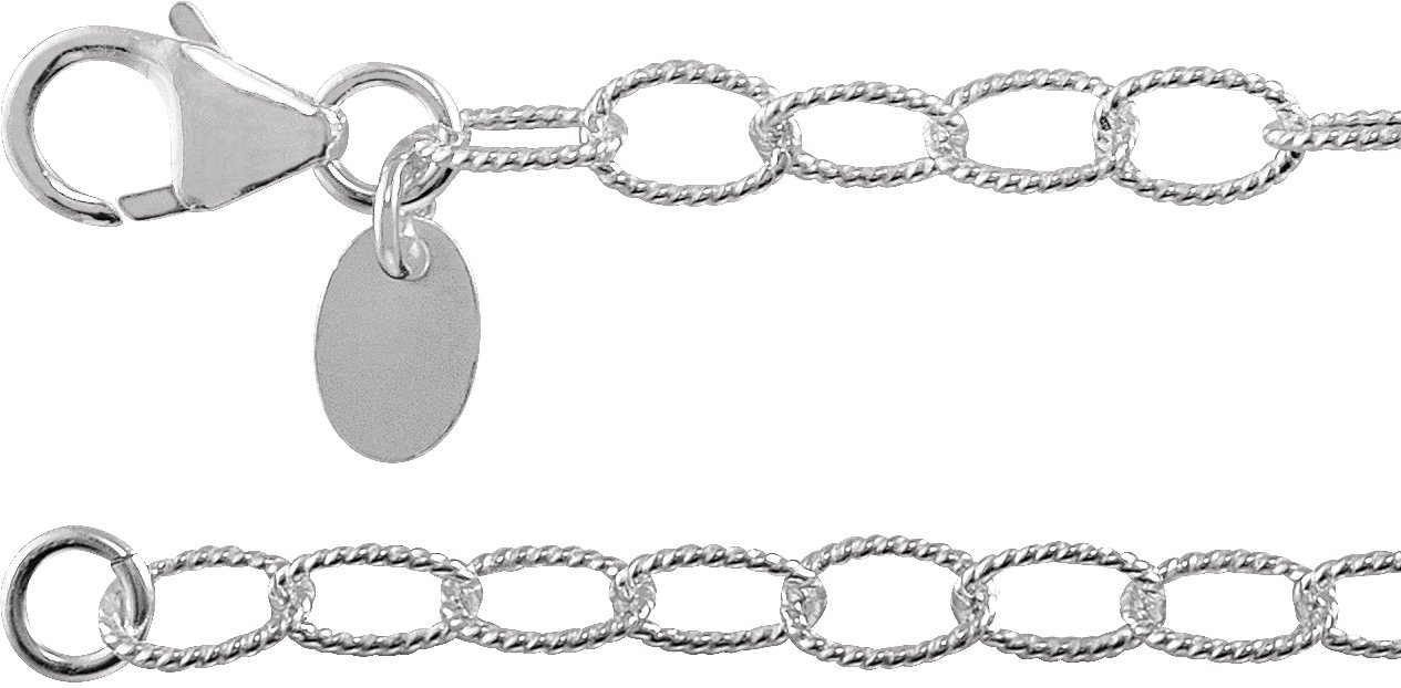 Sterling Silver 3.5 mm Knurled Cable 24" Chain  