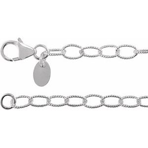 Sterling Silver 3.5 mm Knurled Cable 18" Chain  