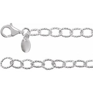 Sterling Silver 4.5 mm Knurled Cable 18" Chain   
