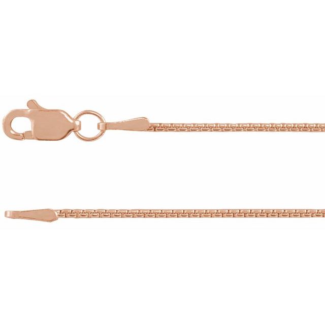 14K Rose 1 mm Rounded Box 7" Chain