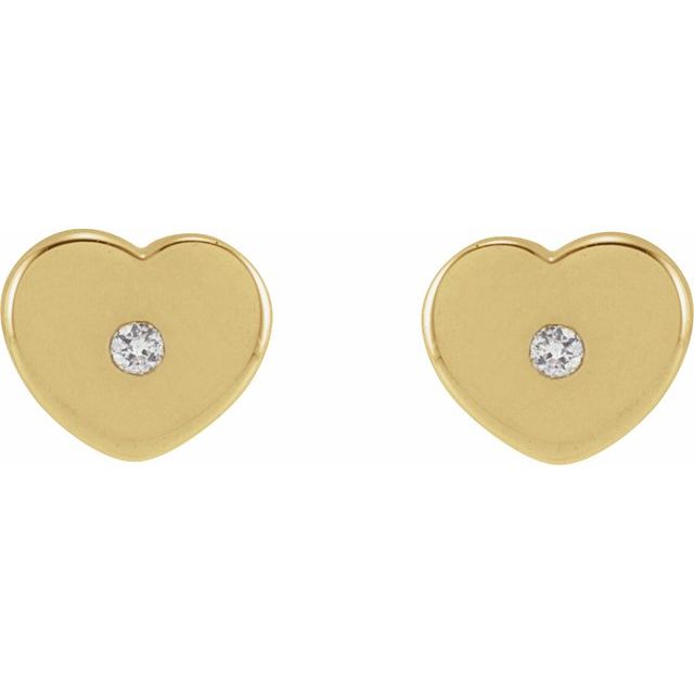 14K Yellow .01 CTW Natural Diamond Youth Heart Earrings  