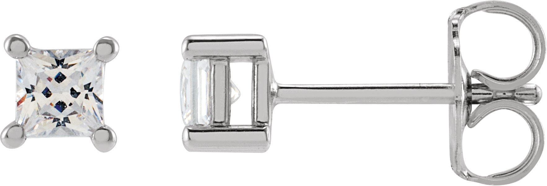 14K White 3 mm Square 1/3 CTW Lab-Grown Diamond Earrings
