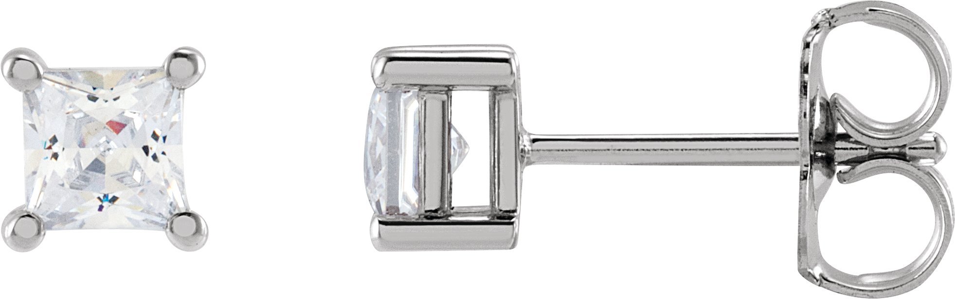14K White 3.5 mm Square 1/2 CTW Lab-Grown Diamond Earrings