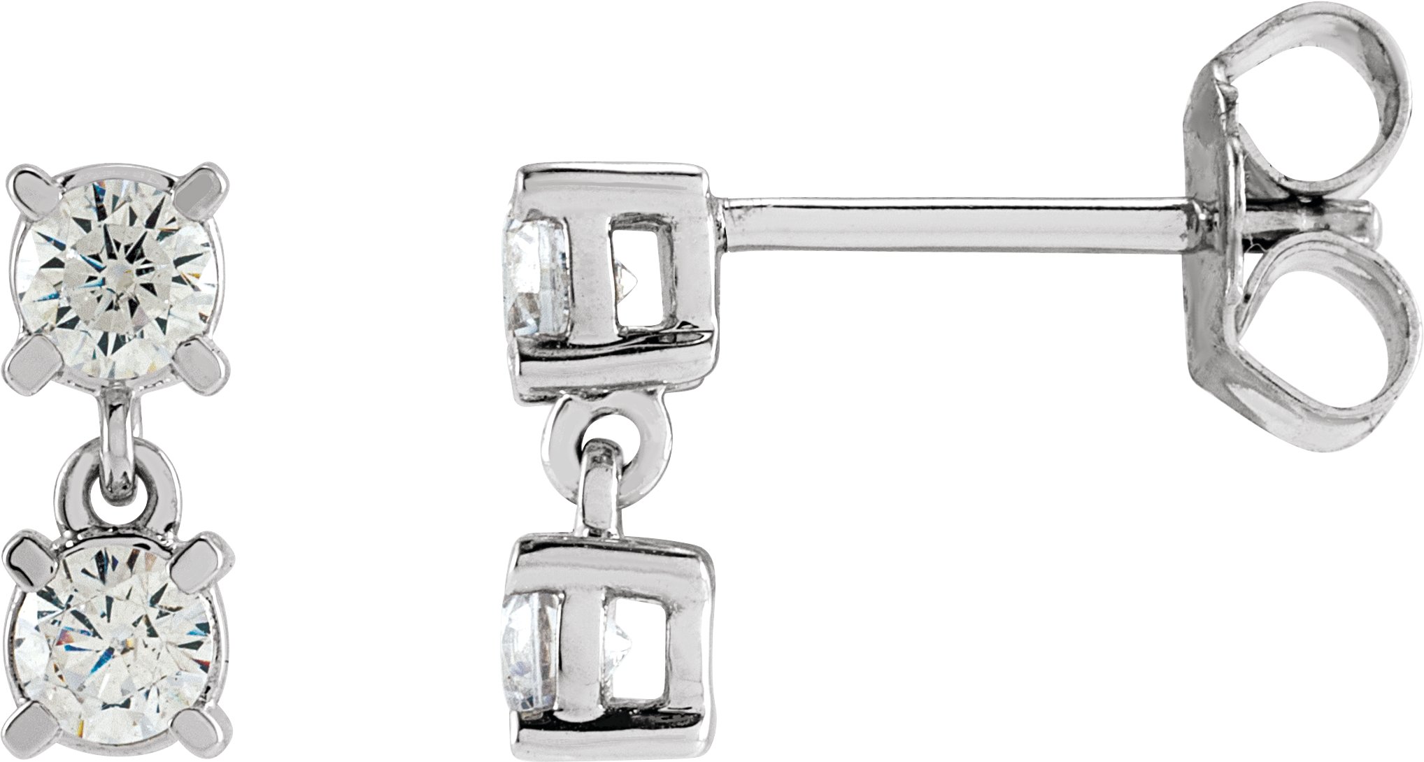 14K White 1/2 CTW Lab-Grown Diamond Two-Stone Earrings