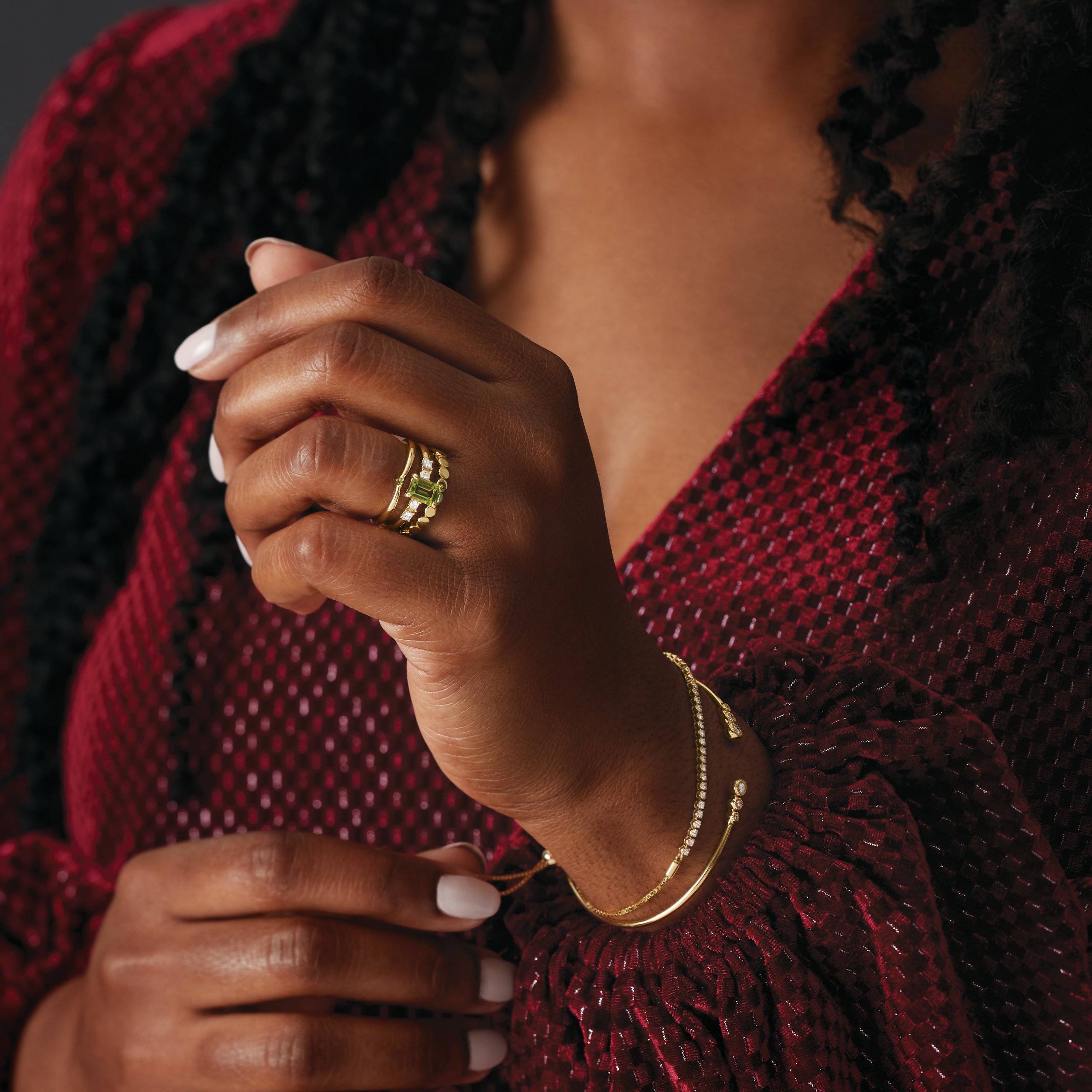 14K Yellow Geometric Stackable Ring