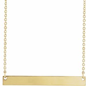 14K Yellow 34x4 mm Engravable Bar 16" Necklace