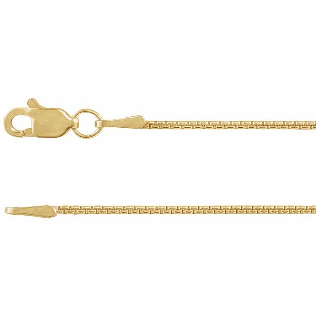 14K Yellow 1 mm Rounded Box 18" Chain
