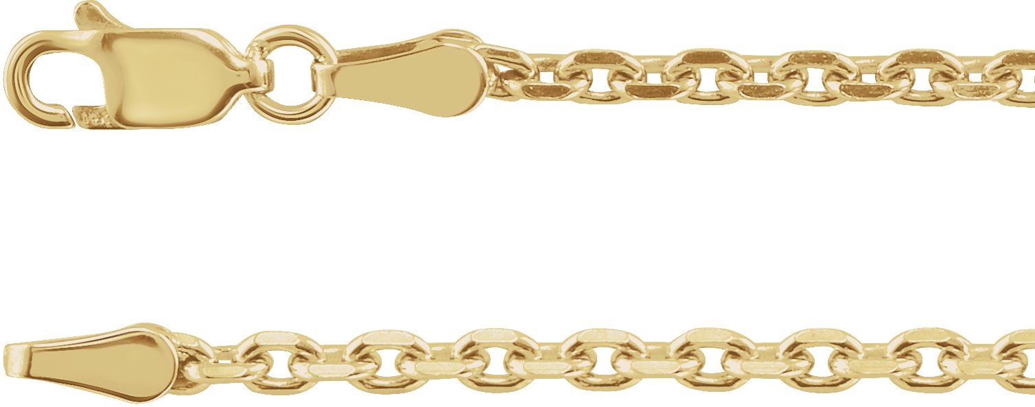 14K Yellow 2.5 mm Diamond-Cut Cable 7" Chain
