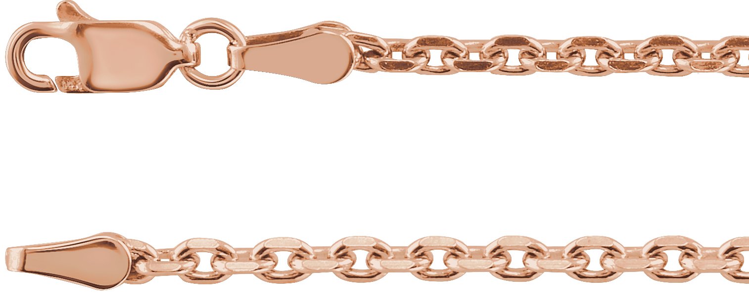 14K Rose 2.5 mm Diamond-Cut Cable 7" Chain