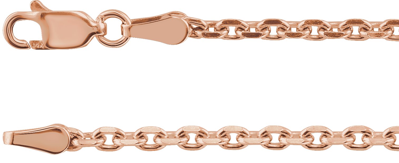 14K Rose 2.5 mm Diamond-Cut Cable 20" Chain