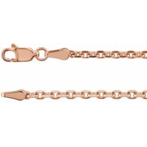 14K Rose 2.5 mm Diamond-Cut Cable 18" Chain