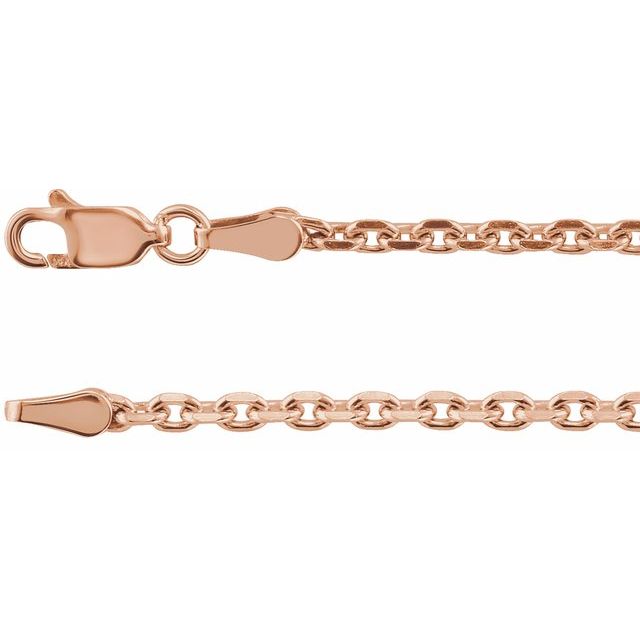 14K Rose 2.5 mm Diamond-Cut Cable 18 Chain