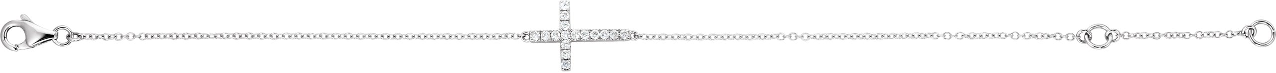 Sterling Silver Imitation Cubic Zirconia Sideways Cross 7-8 Bracelet