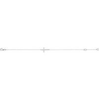 Sterling Silver Imitation Cubic Zirconia Sideways Cross 7-8