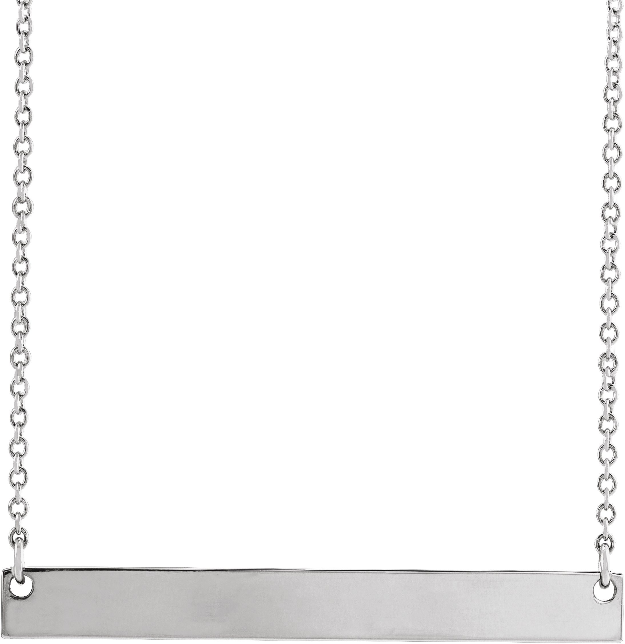 14K White 34x4 mm Engravable Bar 18" Necklace