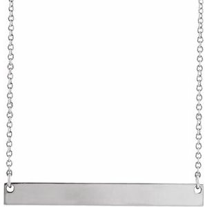 14K White 34x4 mm Engravable Bar 16" Necklace