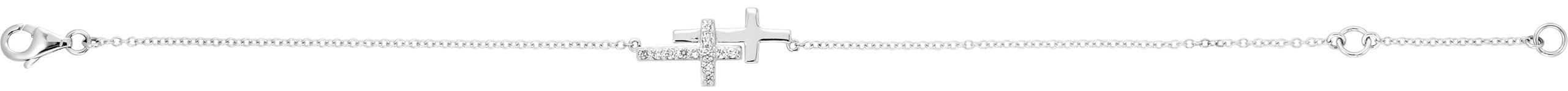 14K White 1/5 CTW Natural Diamond Double Sideways Cross 8 Bracelet