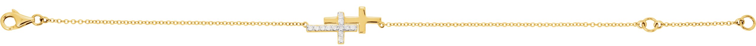 14K Yellow 1/5 CTW Natural Diamond Double Sideways Cross 7-8 Bracelet