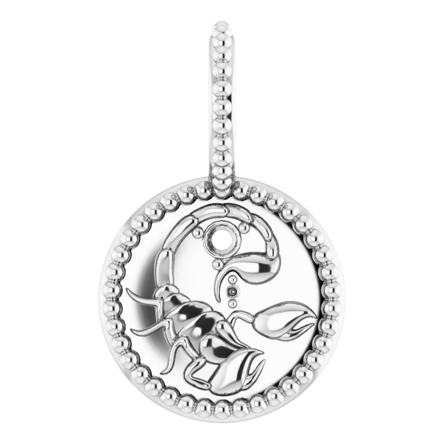 Sterling Silver 2 mm Round Scorpio Accented Zodiac Charm/Pendant Mounting