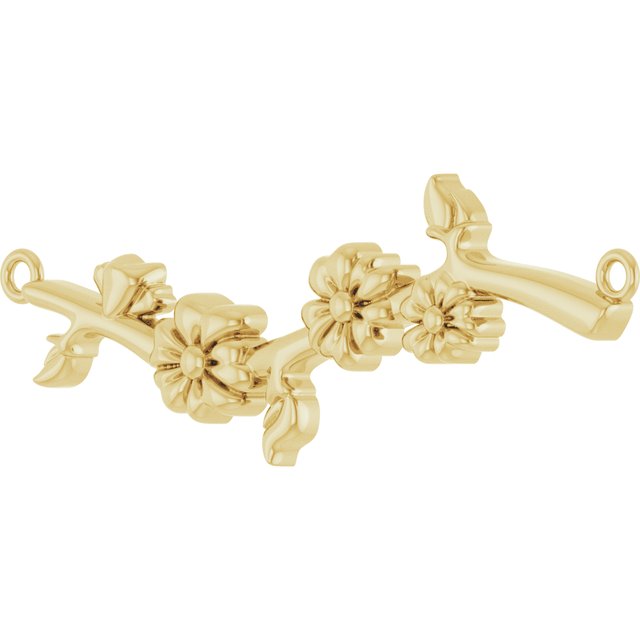 14K Yellow Floral-Inspired Bar 16 Necklace