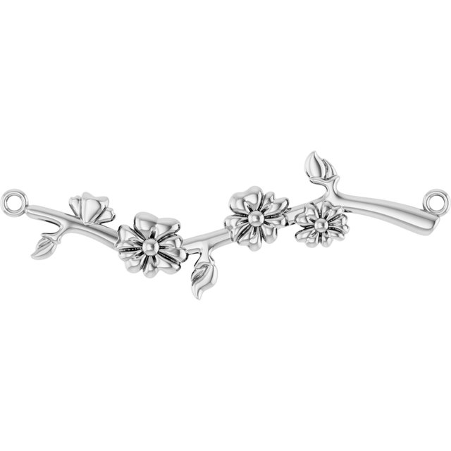 Sterling Silver Floral-Inspired Bar 18 Necklace