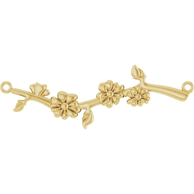 14K Yellow Floral-Inspired Bar 18 Necklace