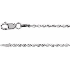 14K White 1.6 mm Diamond-Cut Rope 20" Chain