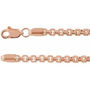 14K Rose 2.6 mm Rounded Box 18" Chain