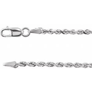 14K White  1.8 mm Diamond-Cut Rope 24" Chain