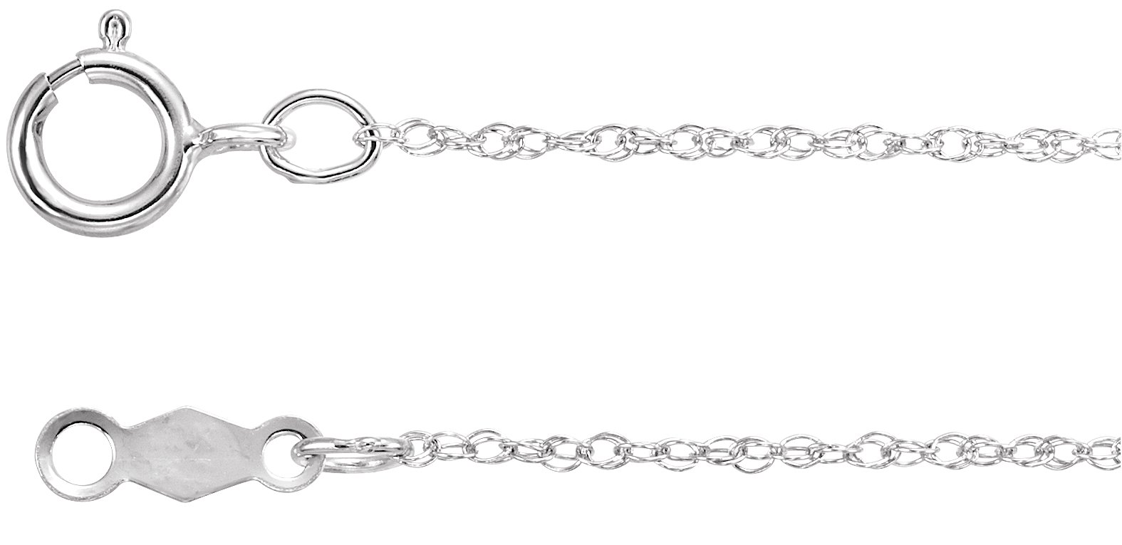 18K White .85 mm Rope 16
