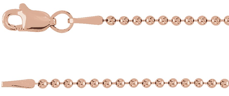 14K Rose 1.5 mm Hollow Bead 20" Chain