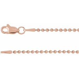 14K Rose 1.5 mm Hollow Bead 24" Chain