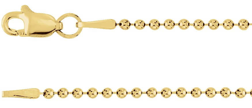 14K Yellow 1.5 mm Hollow Bead 24" Chain
