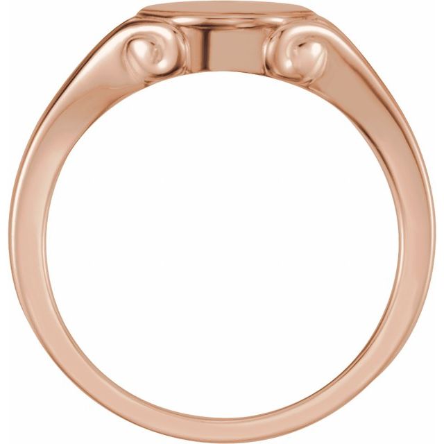 14K Rose 12x10 mm Oval Signet Ring