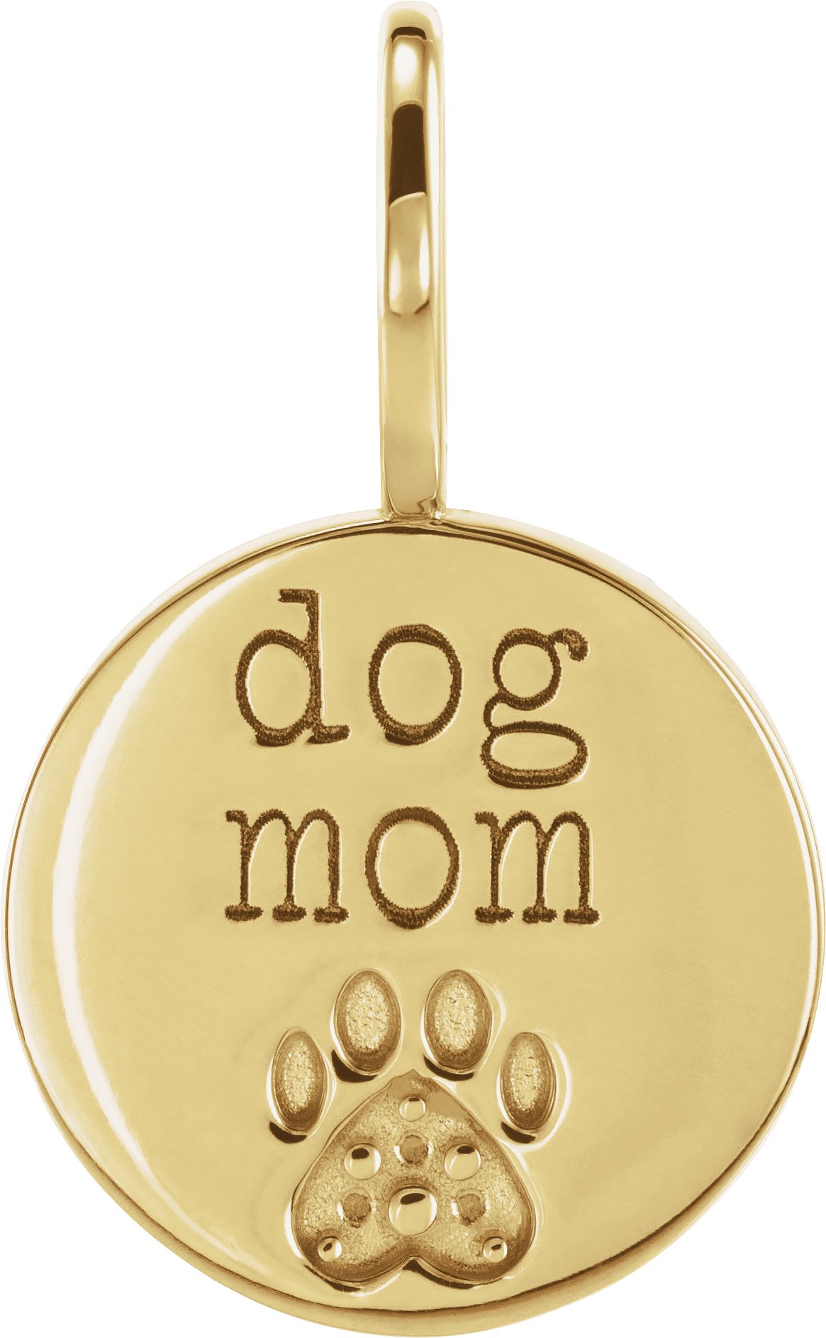 14K Yellow Engraved Dog Mom Paw Print Charm/Pendant Mounting