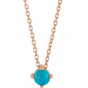 14K Rose Natural Turquoise Cabochon 16-18" Necklace