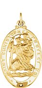 14K Yellow 25x18 mm Oval St. Christopher Medal