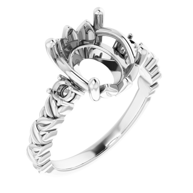 Accented Floral Engagement Ring
