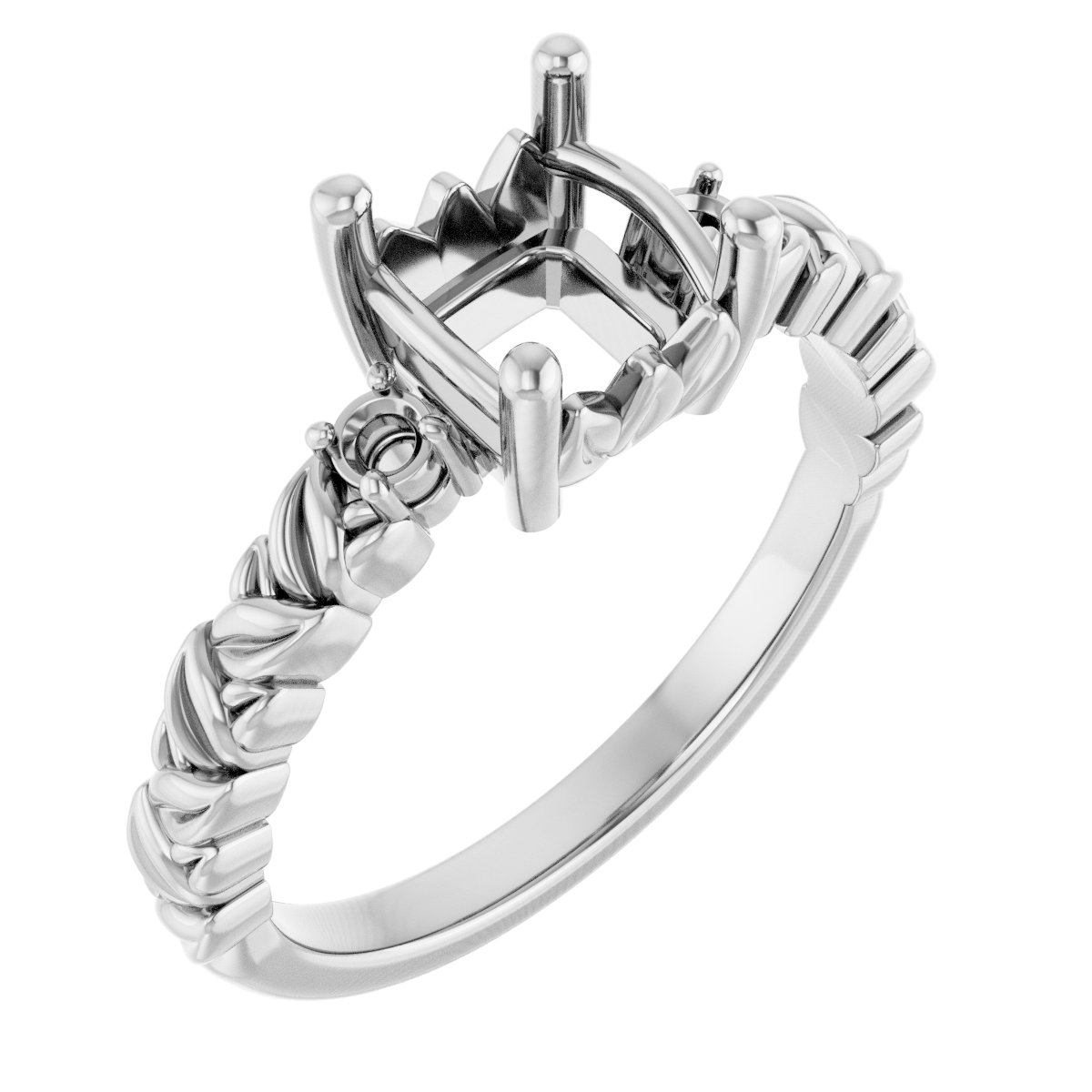 Accented Floral Engagement Ring