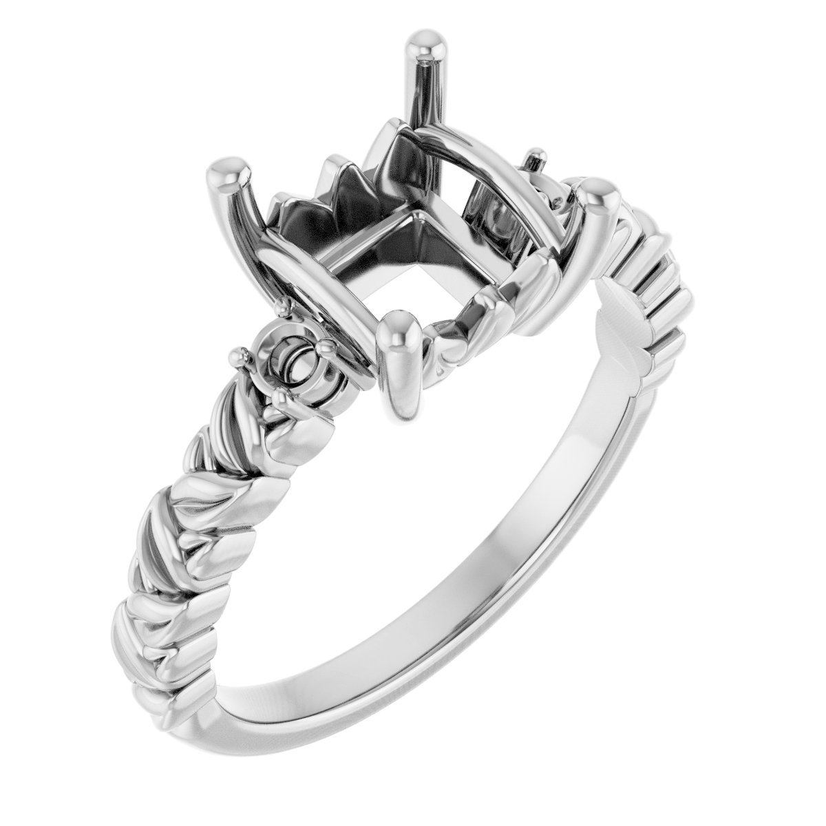 Accented Floral Engagement Ring