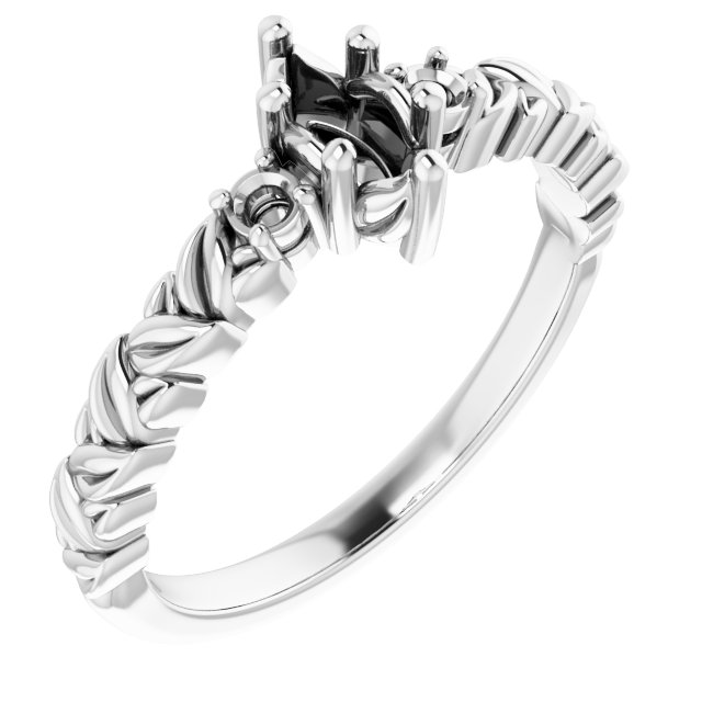 Accented Floral Engagement Ring
