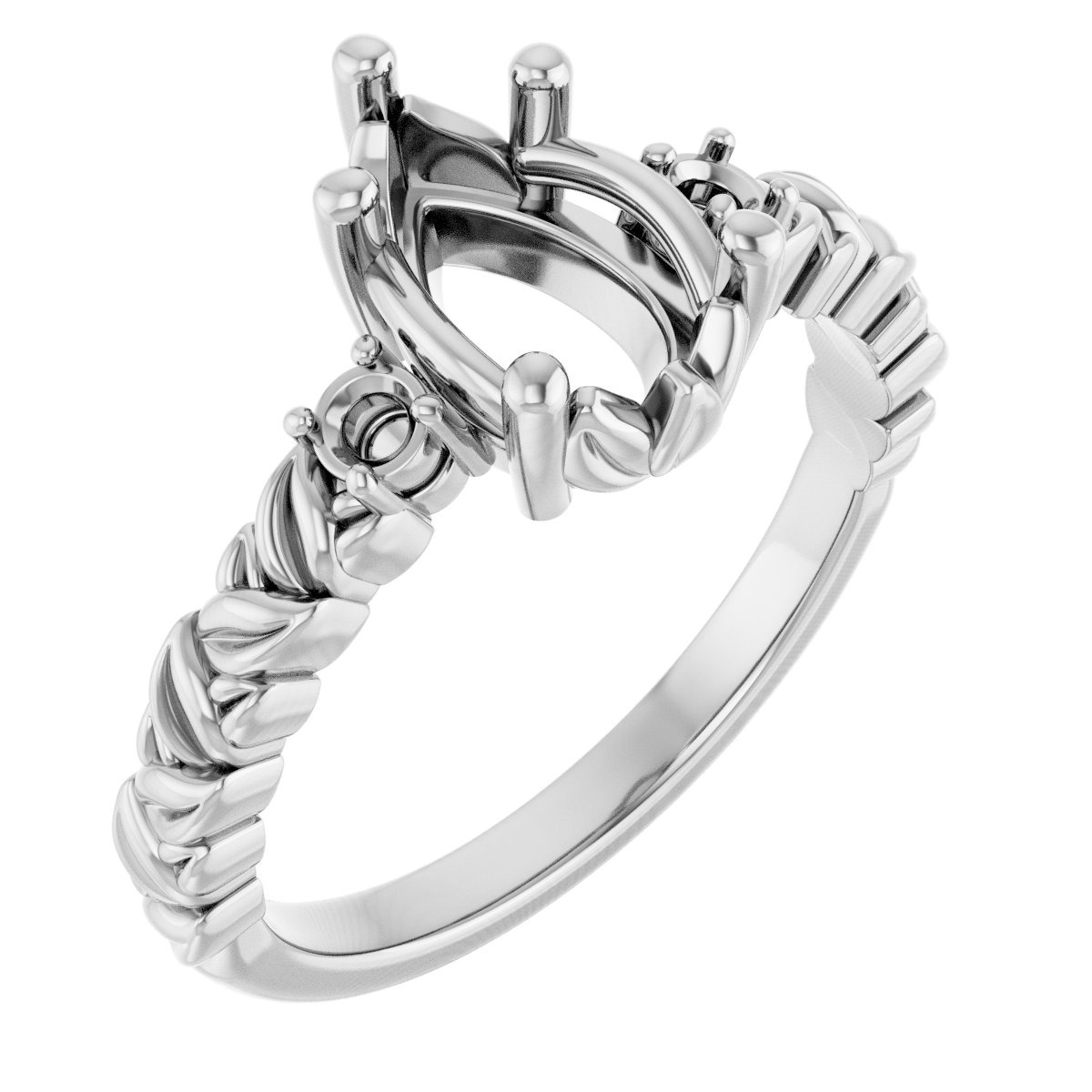 Accented Floral Engagement Ring